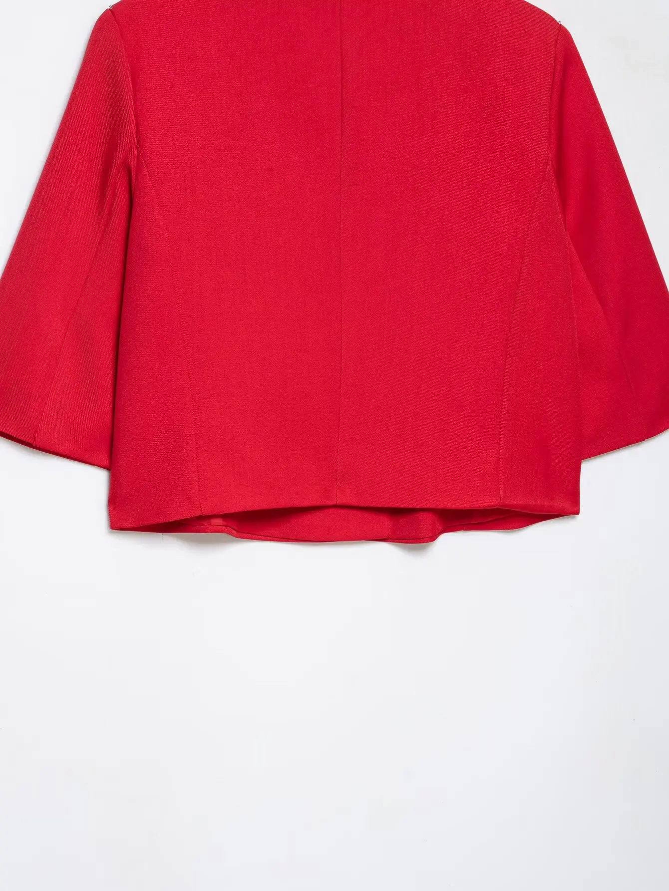 HH Damen Minimalistischer Stehkragen Crop-Blazer Halber Ärmel Asymmetrische Knopfleiste Kurze Jacke Frühling Sommer Business Casual Wear – Detail 14