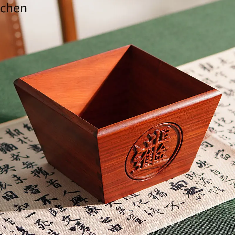 Cz solid wood old-fashioned rice bucket red rosewood bring in wealth and treasure daily gold bucket worship bucket ornaments