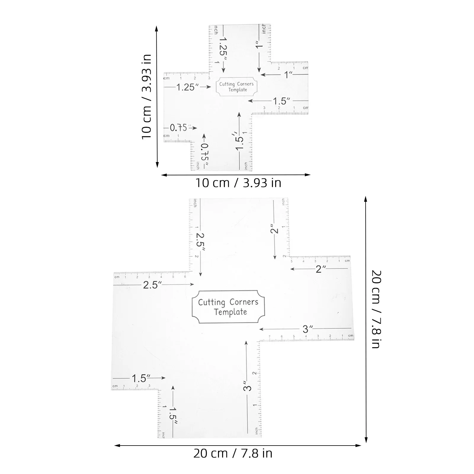 2Pcs Quilting Box Corner Template Clear Acrylic Bag Making Template Sewing Tools for Precise Fabric Cutting and Corner Shaping view 3