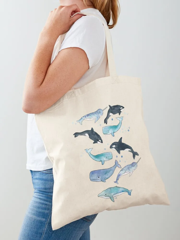 

Whales, Orcas & Narwhals Tote Bag Beach bag shopper bag women canvas eco folding shopper women