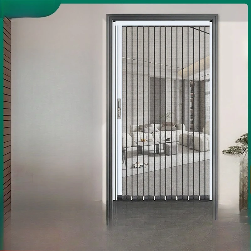 

Customized diamond mesh invisible folding screen door, telescopic anti-theft, anti-mosquito and anti-mouse screen door