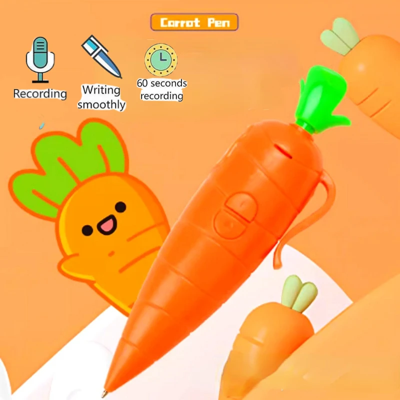 Bolígrafo de voz de zanahoria 2 en 1, oficial de policía de conejo, accesorios grabador de zanahoria Nick, puede escribir y grabar, juguete bonito, regalo divertido para estudiantes