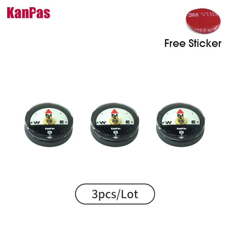 KANPAS 3pcs Mini Button Compass, Waterproof Strong Magnetic Pocket Compass,Portable Luminous Outdoor Compass Accessroies, Gimbal