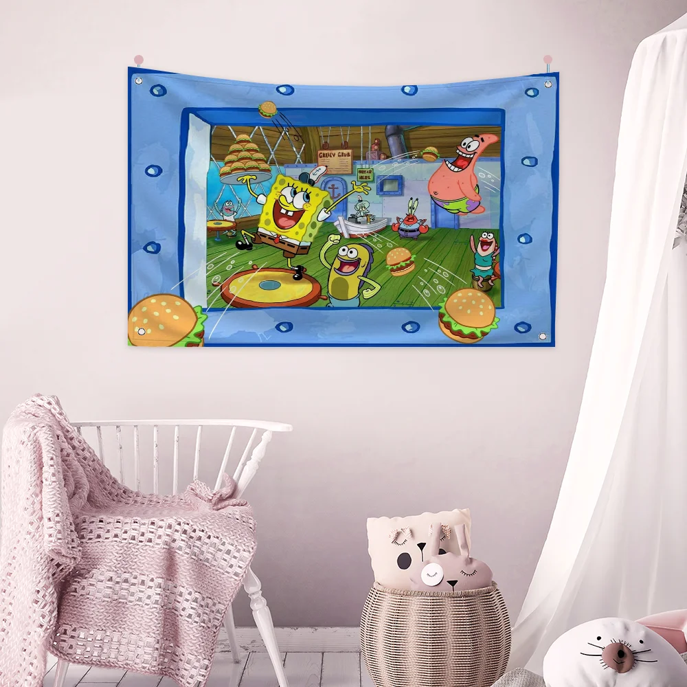 3D SpongeBob SquarePants Flags for Bedrooms Funny Flags Decorative Flags Outdoor Decor Flaga Flag to Hang Deco Garage Decoration