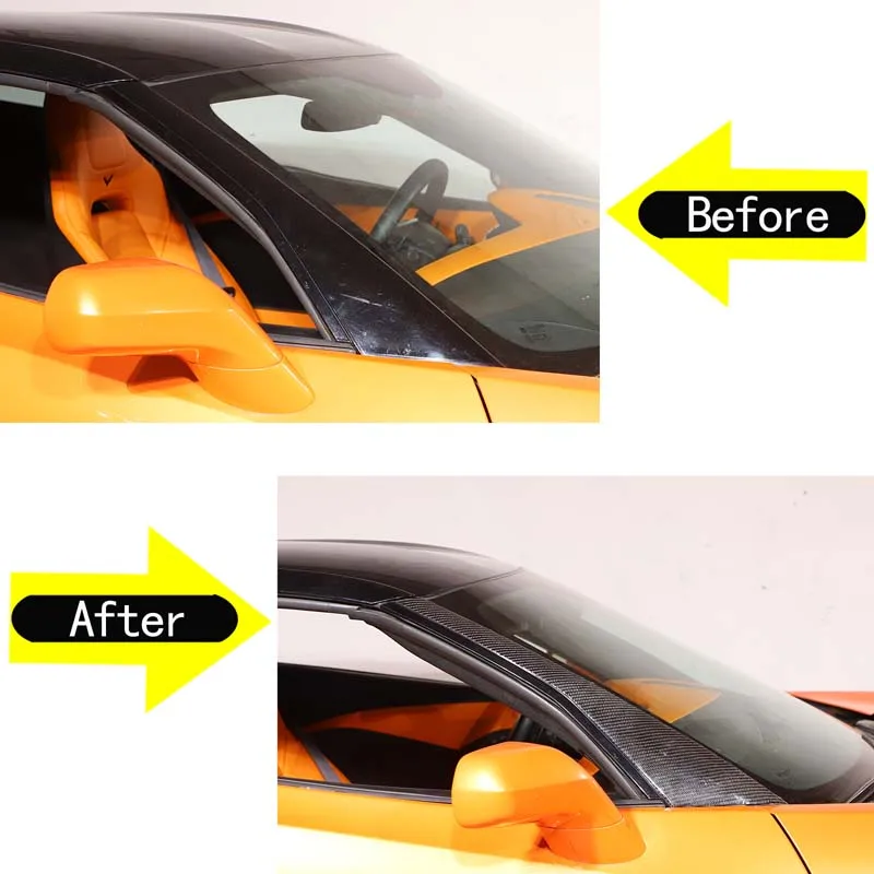 

For 2014-2019 Chevrolet Corvette C7 Soft Carbon Fiber Car Styling Car A-pillar Panel Decorative Cover Sticker Car Exterior Parts