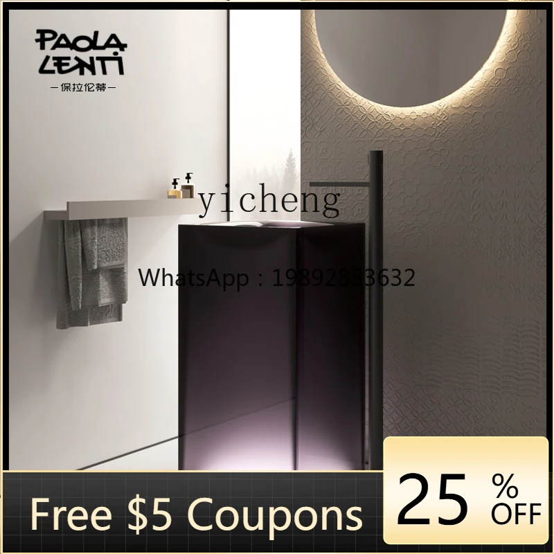 

1 transparent column wash basin hotel bed and breakfast bathroom integrated floor-to-ceiling wash table column basin