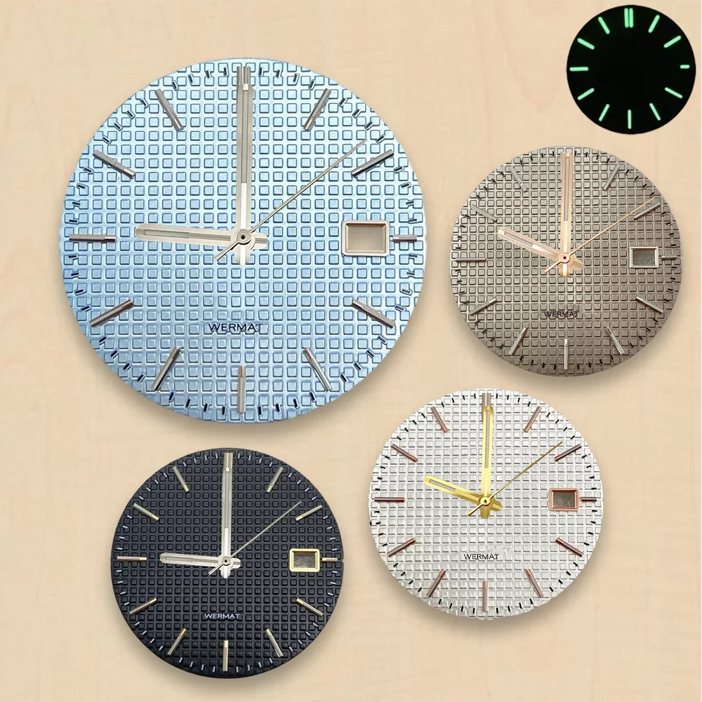 Watch modification tools 31.8mm S Dial Oak Dial Fit NH35 Automatic Movement Green Luminous Gradient 31.8MM Watch Accessories