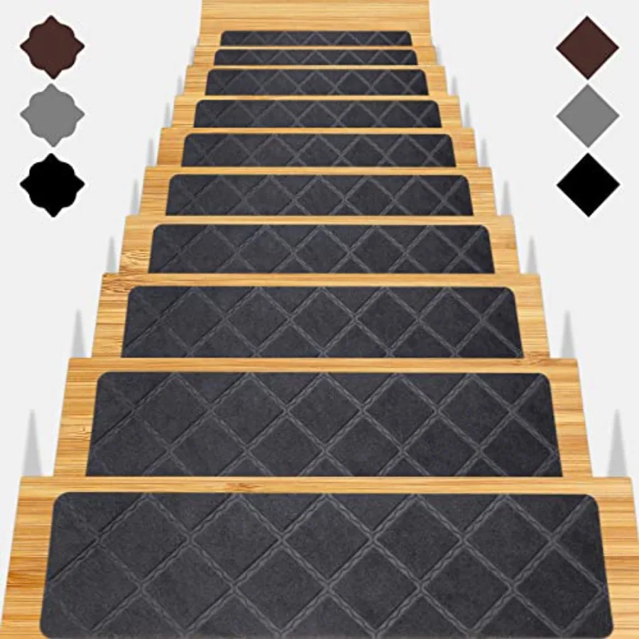 

Stair Treads for Wooden Steps 15pcs - 8x30in Carpet Stairs Runner Indoor Non-Slip Stair Mats for Elders and Pets
