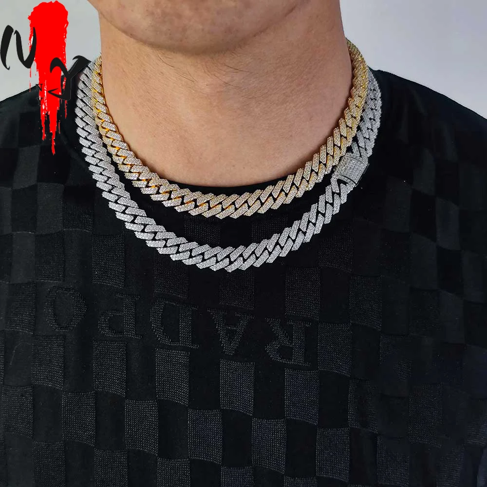 

12mm Cuban Chain Iced Out Miami Cuban Necklace Men Zircon Chains Hip Hop Jewelry for Women