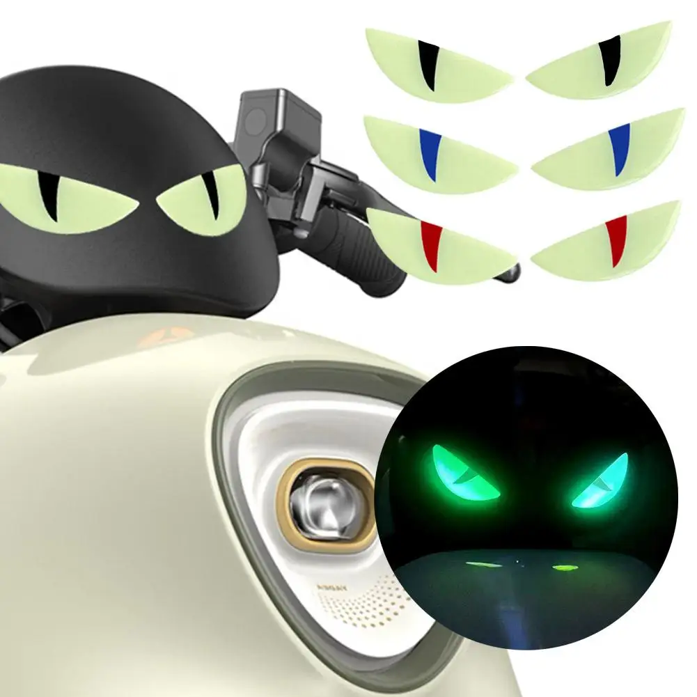 Motorcycle Front Stickers Windshield Stickers Electric Car Modification Night Light Devil Eye Stickers 3D Decoration