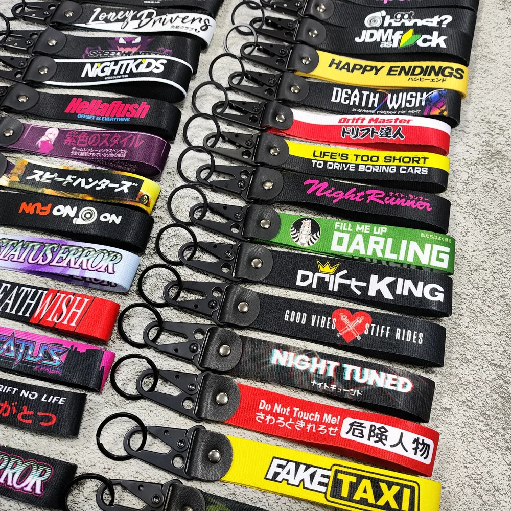 JDM Car Accessories Keytags Strap Japan Keychain Webbing Fake Taxi Strap Keychain Key Chain Auto Key Holder Moto Keychain