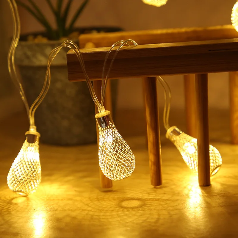 Iron Art Water Drop LED Battery Box String Lights