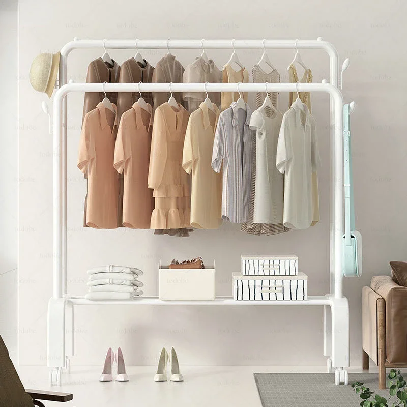 

Floor-standing Bedroom Coat Rack Wardrobe Clothes Hat Metal Hanger Easy Assembled Organizer Space-saving Holder Clothing Rack