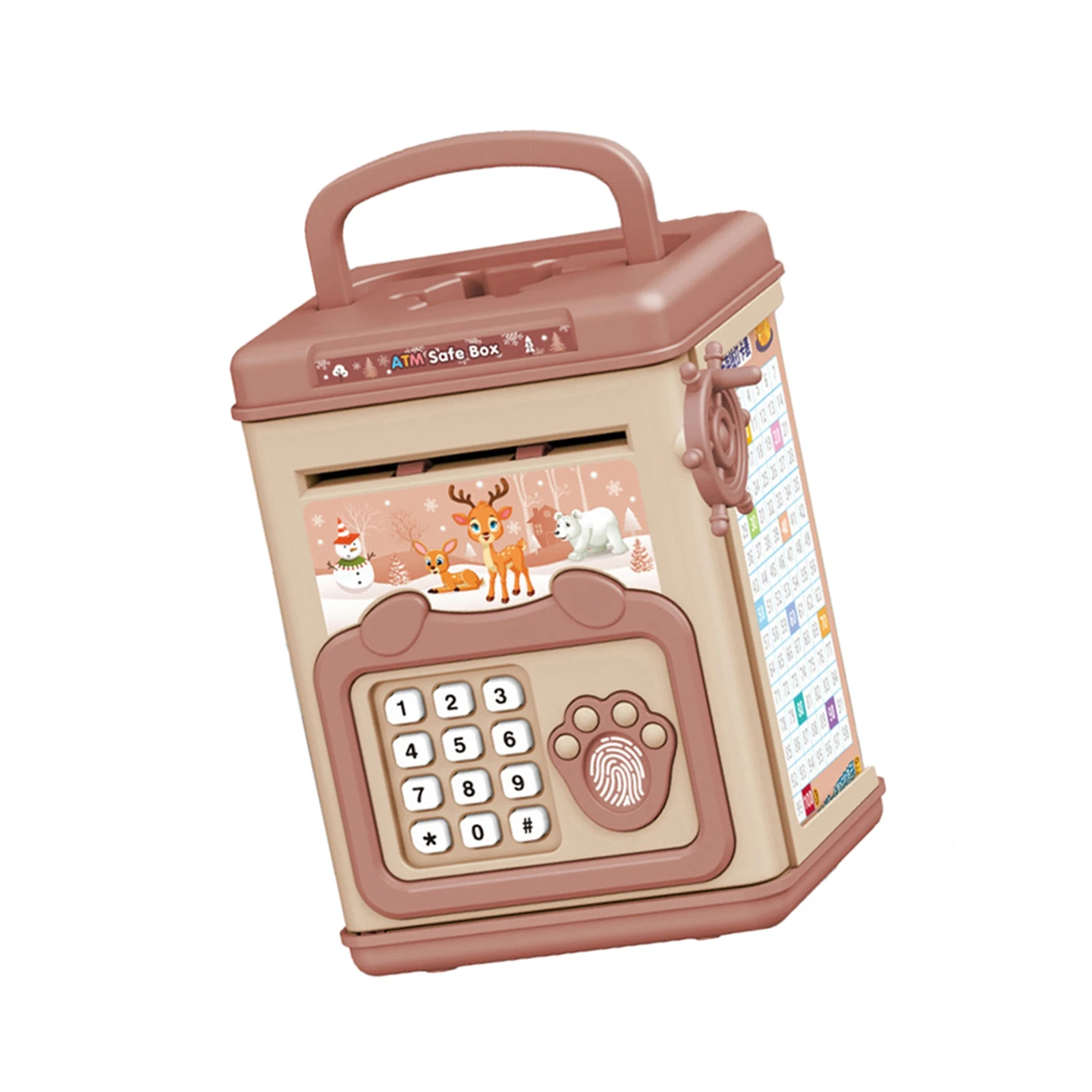 ATM型子供用貯金箱 男の子 女の子向け パスワードコードロック付き安全貯金箱 ポータブル電池式 本物のお金入れ C用