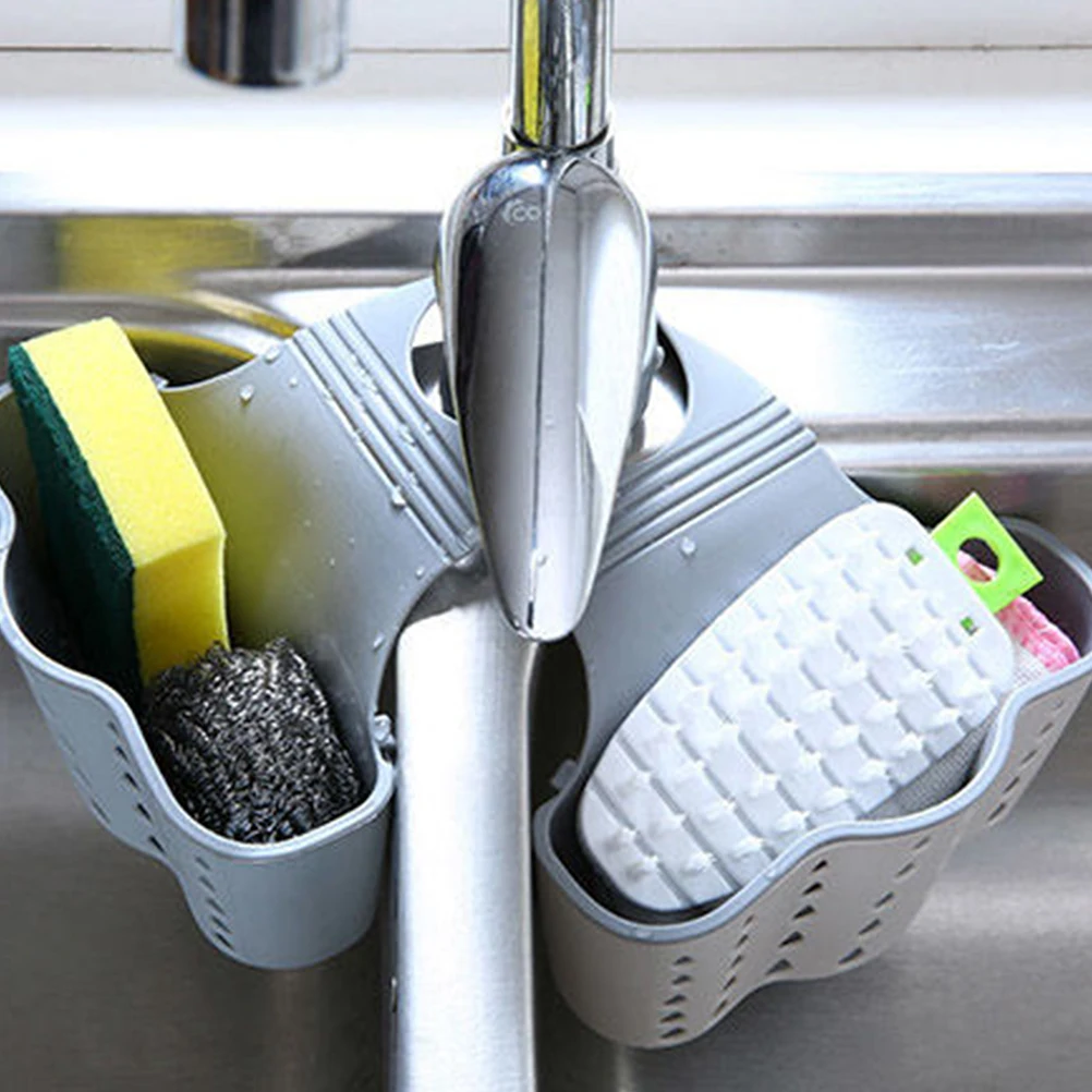 

2pcs Double Layer Kitchen Sink Sponge Holder Hanging Storage Basket Drain Organizer Faucet Dual-Layer Design Space Saving Water