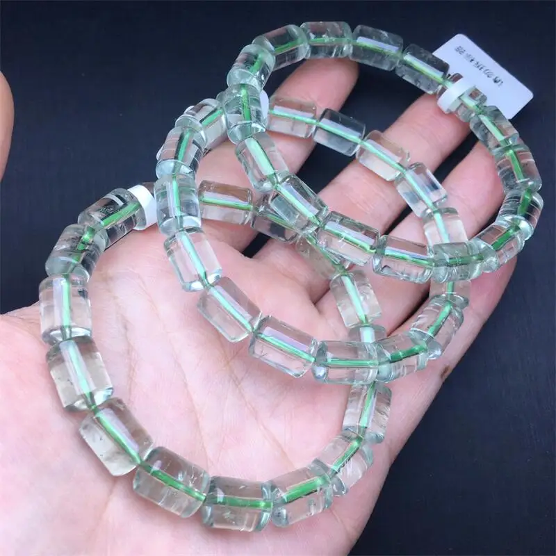 

10-13MM Natural Green Quartz Bracelet Fashion Energy Stone Reiki Healing Crystal Strand Fengshui Gift 1PCS