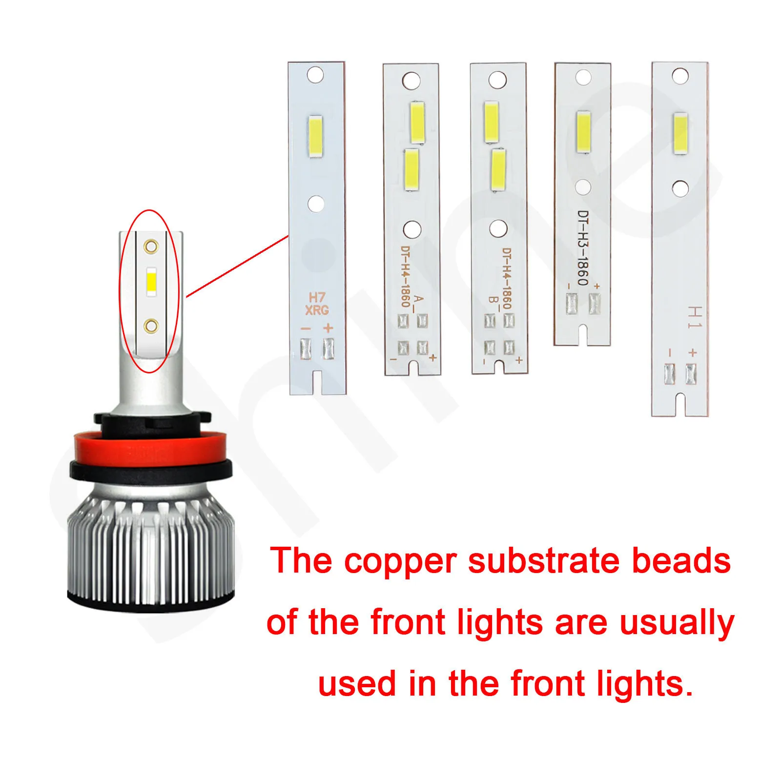 LEDチップ付きカービーム、ランプビーズ、溶接銅の認識、高出力、csp 1860、h1、h3、h7、h4、光源修理、2個