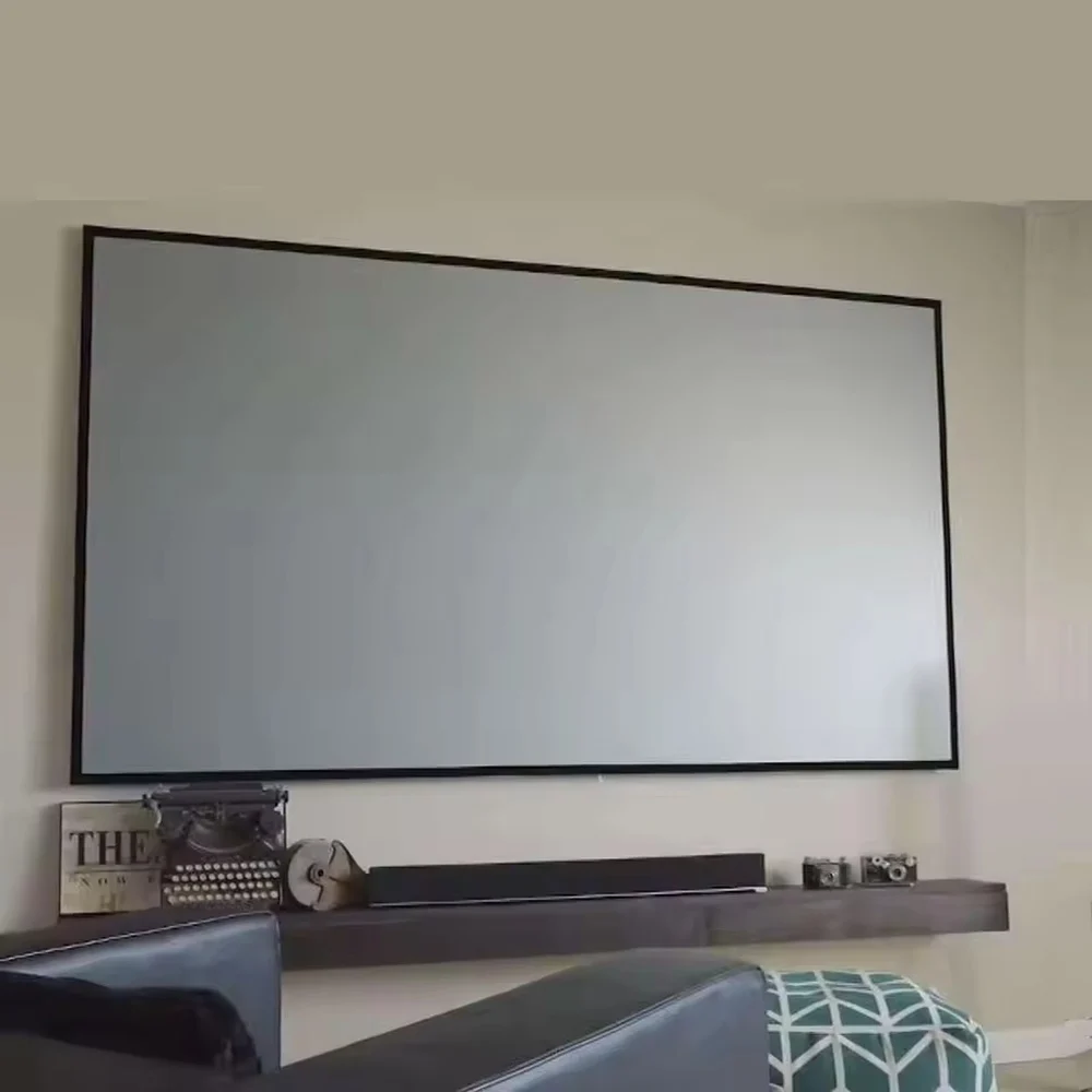 100 120 150 Inch Fixed Frame Screen 4K HD Grey Crystal Projection Screen for Short & Long Throw Projector Screens