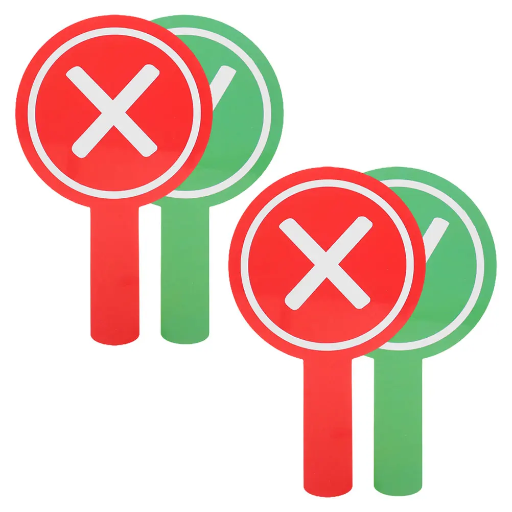 

4pcs Double Sided Score Paddles Plastic Classroom Teaching Gadgets Red Green Ballot Boards Teacher Voting Events