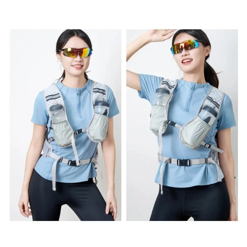 

Легкий жилет для хранения бутылок с водой, дышащий светоотражающий рюкзак для бега, водонепроницаемый нагрудный рюкзак большой емкости