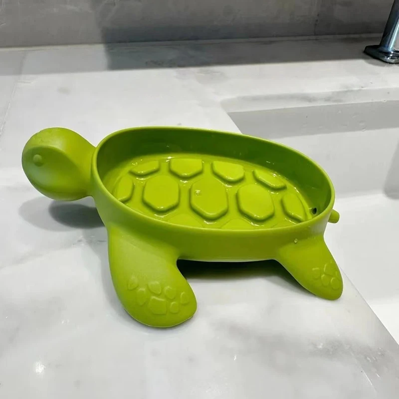 Turtles Shape Soap Box Drain Soap Holder Box Bathroom Shower Soap Holder Sponge Storage Plate Tray Bathroom Supplies Gadget