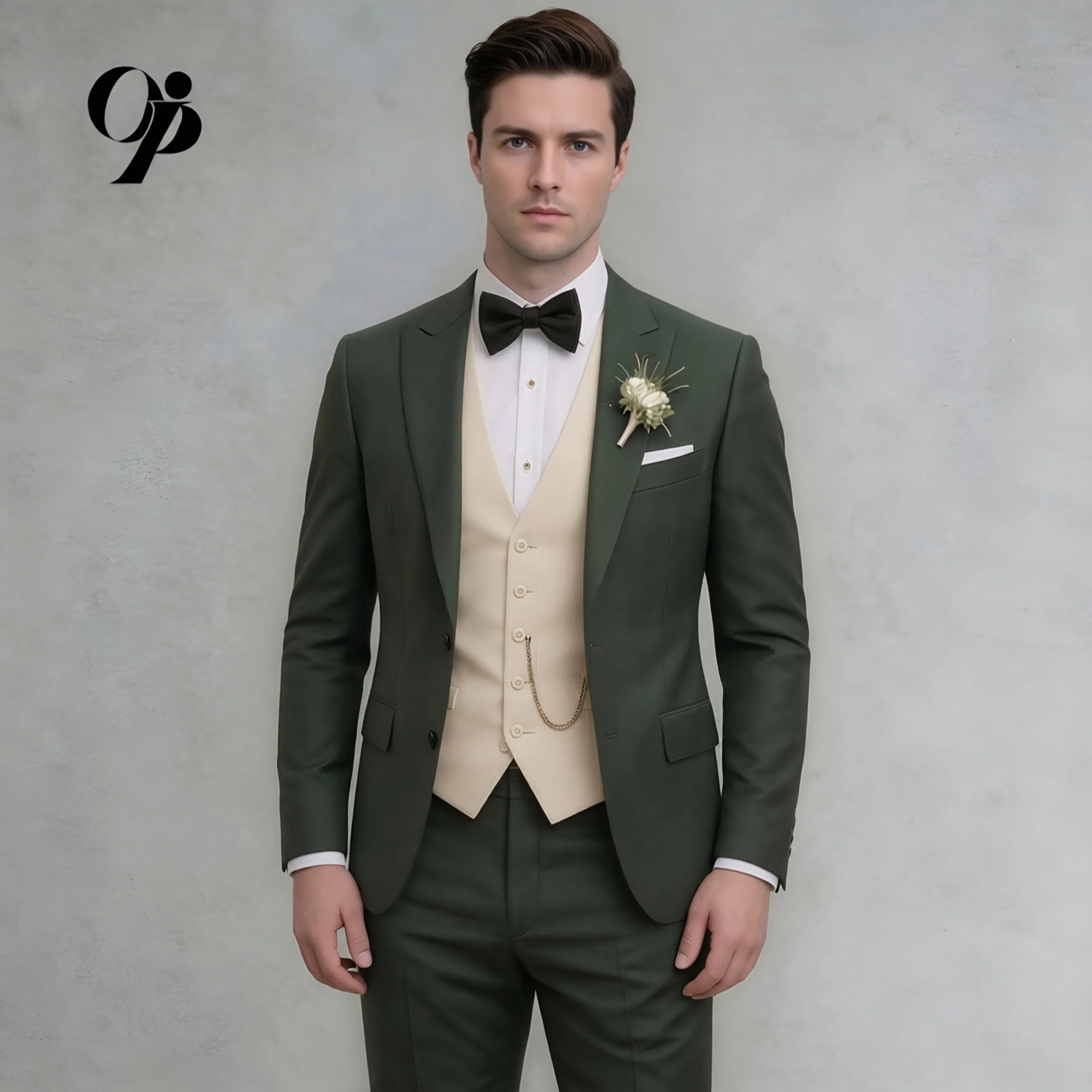 

Men's Slim Fit Camel Embossed Velvet 2-Piece Suit Notch Lapel Opeodly Casual Outfit Jacket Pants for Autumn Winter