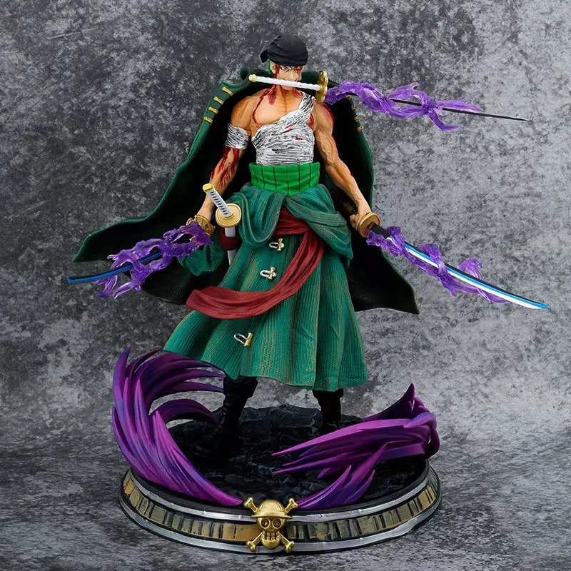 34cm One Piece Anime Gk Bloodbath Roronoa Zoro Three Knife Stream Pvc Action Figurine Room Ornament Collection Model Figurka Zabawki