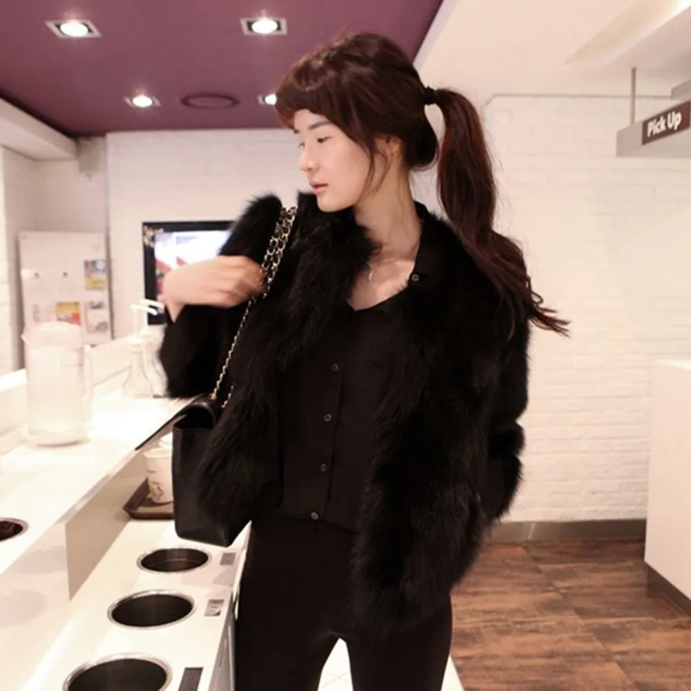 New Faux Fur Short Coat Ladies Long Sleeve Round Neck Top Winter Long Sleeve Soft-Warm Standing Collar Short Fur Coat шуба