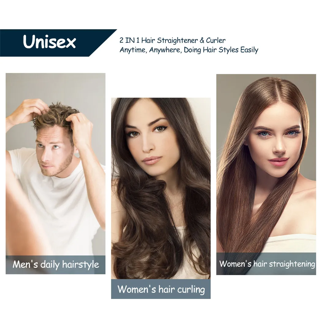 مكواة فرد وتشكيل الشعر المحمولة الصغيرة، مكواة مسطحة، 2 في 1، درجة حرارة ثابتة #6