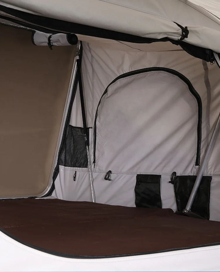 خيمة منخفضة موك 3-4 أشخاص للتخييم في الهواء الطلق على شكل مثلث شاحنة ذات هيكل صلب على السطح للتخييم