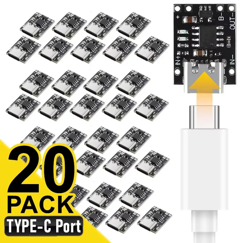 1-20Pcs TP4056 3.7V Lithium Battery Charging Discharging Board With Protection Type-C USB Type C Li-ion Battery Charging Board