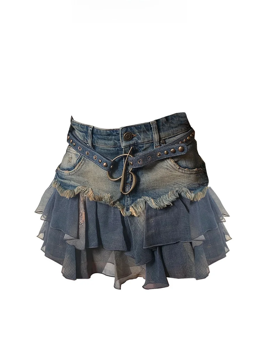 

Винтажная джинсовая юбка А-силуэта для молодых женщин, с высокой талией, однотонная, для повседневной носки, весна-лето, новинка