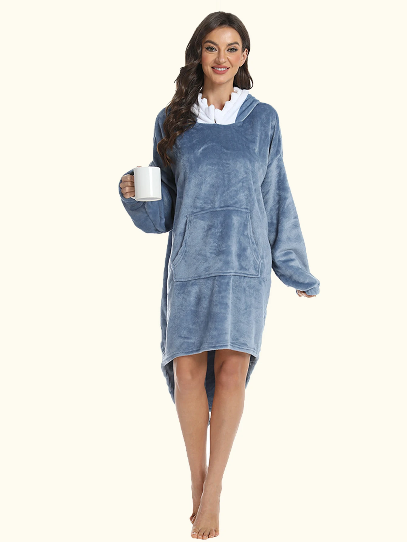 Blue Shark Hooded Loungewear Reversible Flannel Soft And Comfortable Hoodie