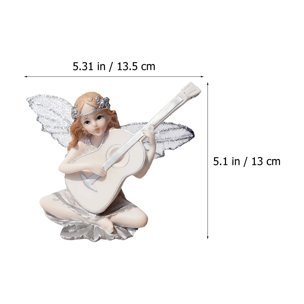 

1Pcs Guitar Girl Ornament Exquisite Resin Sculpture Home Desktop Decor Creative Angel Adornment Tabletop Trinket