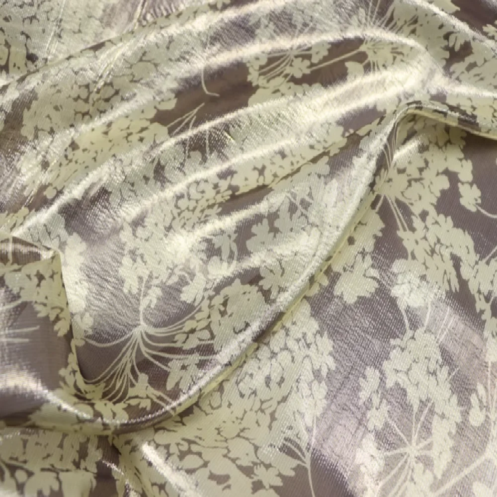 New Coming Shiny Lurex Lame High Quality Metallic Silk Fabric Flower Design for Girl Party Charming Dress Shawl