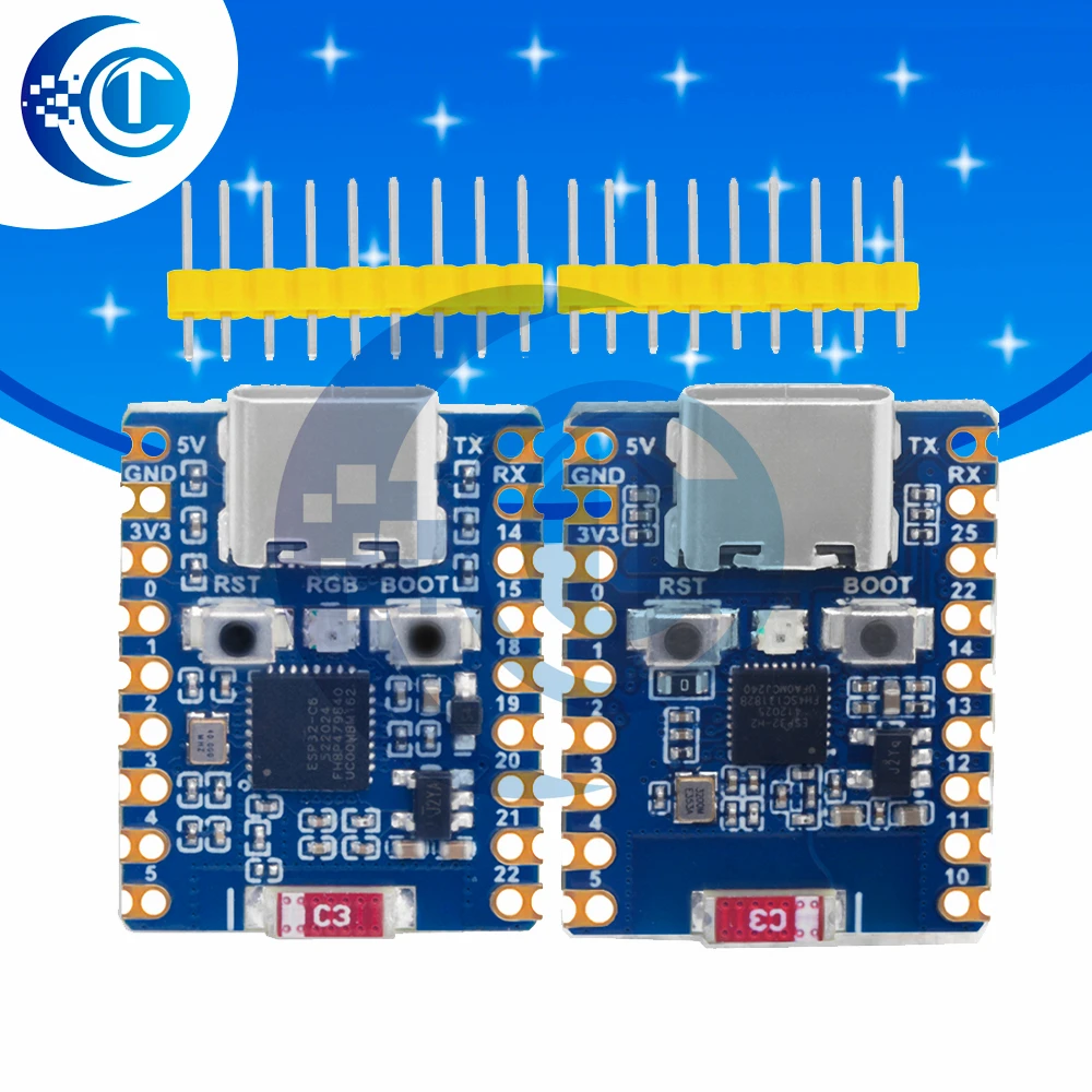 ESP32‑C6 Zero esp32-h2- Mini Dev Board, ESP32‑C6FH8 8MB Flash, 2.4G Ceramic Antenna WiFi6 BLE5 Wireless Module