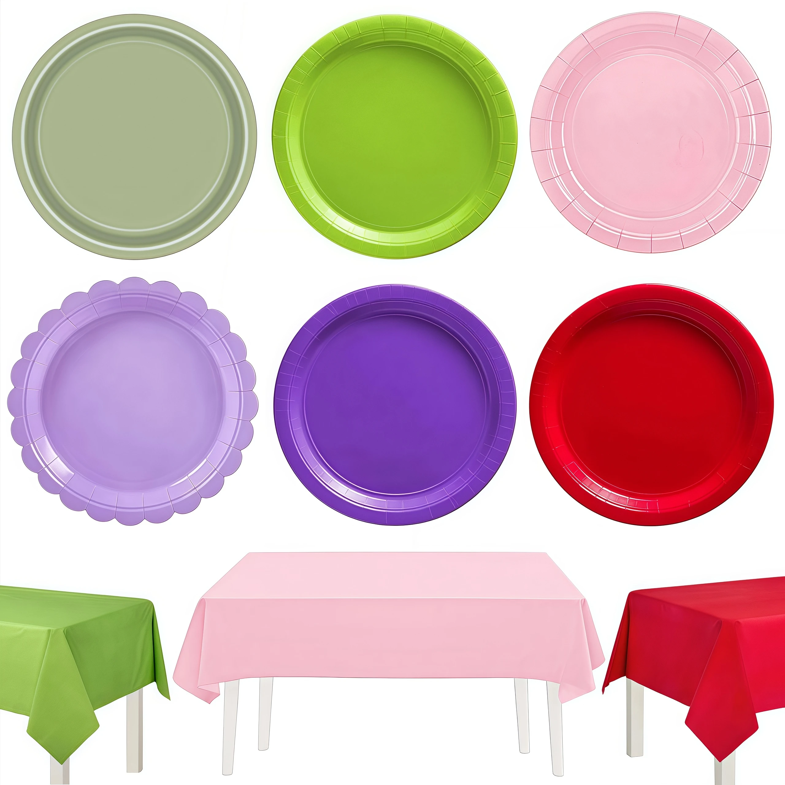 Einfarbig Einweg Geschirr Set Party Liefert Rosa Lila Blau Pappteller Tasse Serviette Hochzeit Geburtstag Party Dekoration