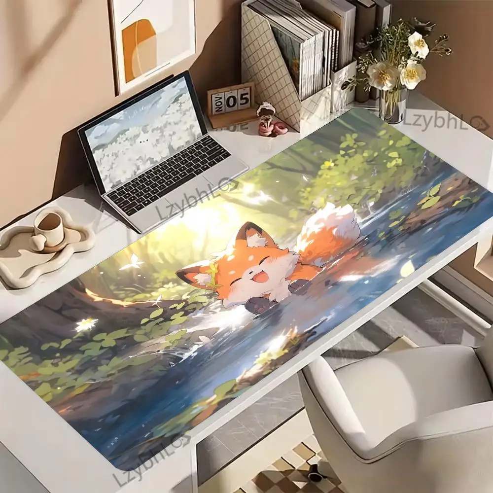 

Cute Cartoon Fox Mouse Pad Large Laptop Non-slip Esports Office Desk Mat XXL Game Player Mousepad PC desktop accessories Carpet