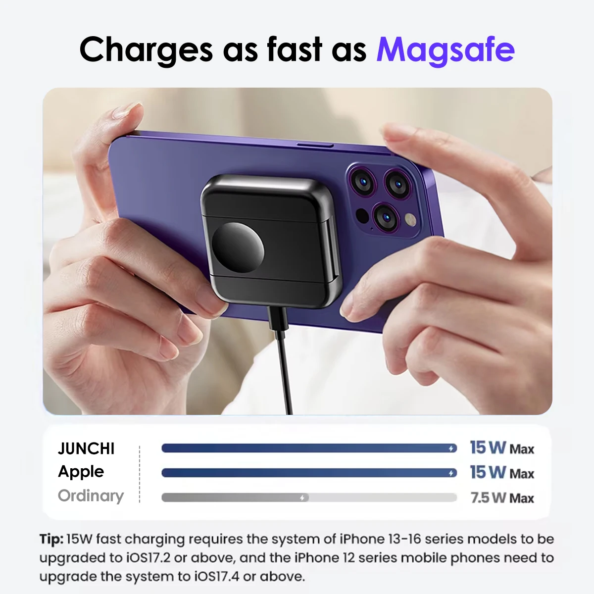 Portable 2in1 Wireless Magsafe Charger for Apple Watch iPhone 15 Pro Wireless Charger Airpods Magnetic Induction Charging Stand