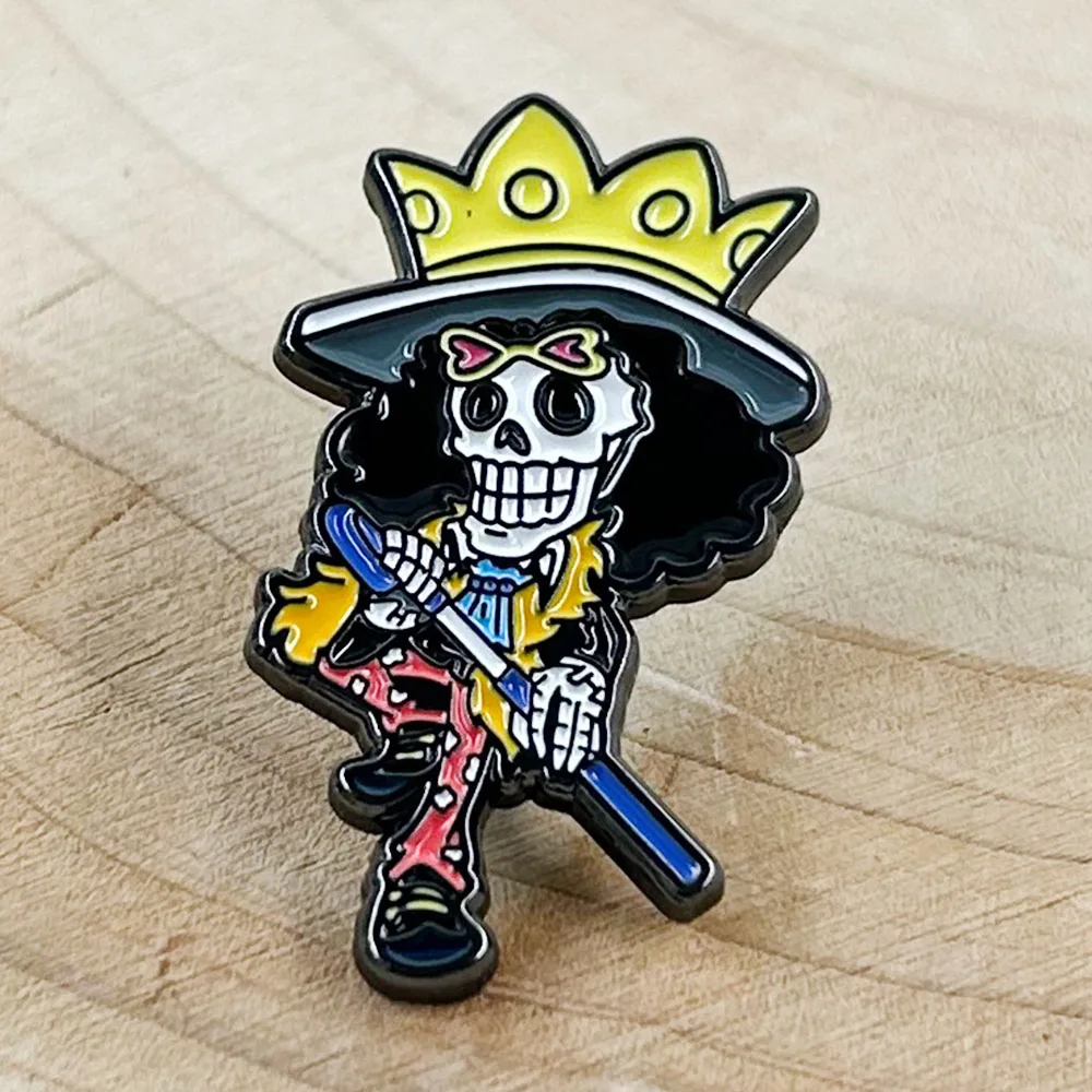 Skeleton Musician Brooke-Badge Soul King Brooch Japanese Classic Anime Character Lapel Pin Comic Peripheral Gift