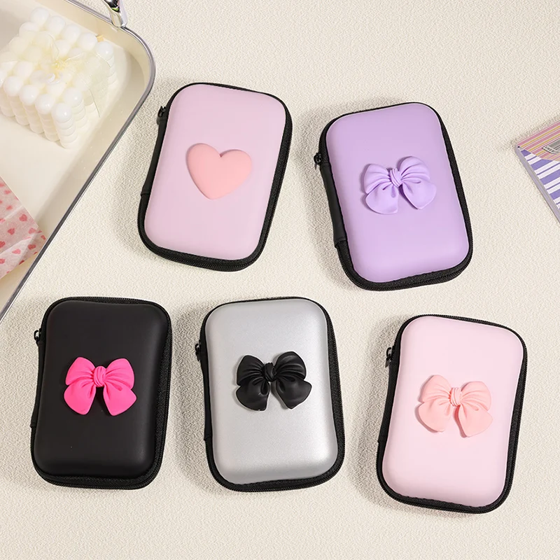 NEW Cute Heart Bow Travel Organizer Bag Cable Storage Organizers Pouch Carry Case Portable Double Layers Storage Bags Cable Cord