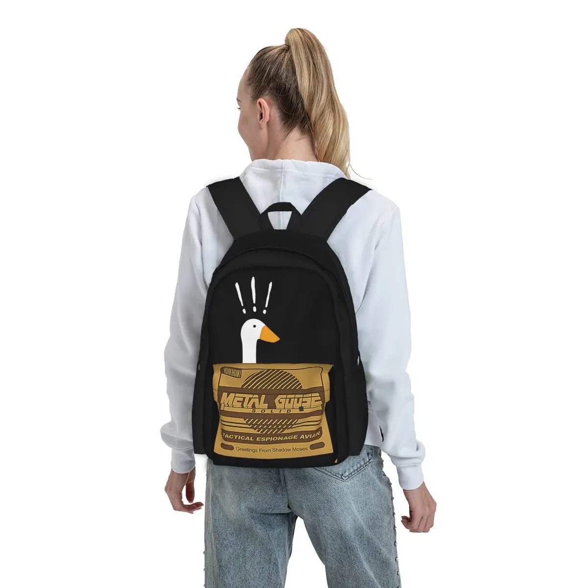 Untitled Stealth Game Backpacks untitled goose game honk humor animal Jogging Youth Soft Backpack Pretty Polyester Bags