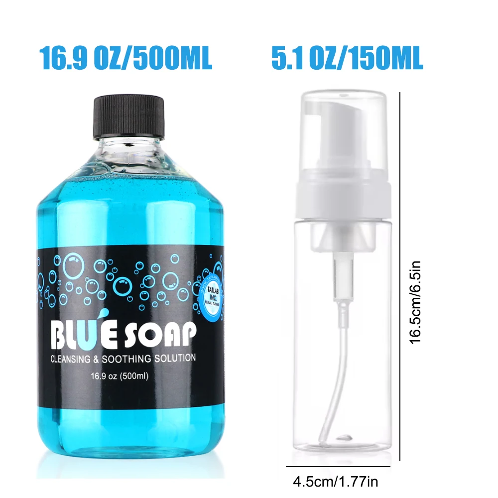 

Синее мыло для татуировки, очищающее и успокаивающее средство с пенящейся бутылкой, набор принадлежностей для чистки татуировок, инструменты для ухода за татуировкой