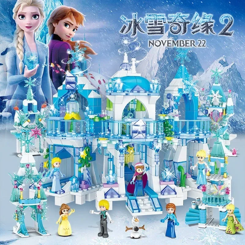 Frozen Elsa Surprise Gift for Kids Girls Block Beach House Dream Castle Blocks Tree Puzzle Piece Toy Christmas Birthday Gift