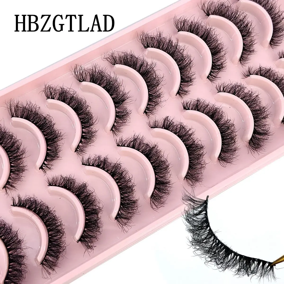 New 10pairs 3D Faux Mink Volume Lashes Natural Curled Classic Full Strip Wispy Lashes Makeup Beauty Short False Eyelashes