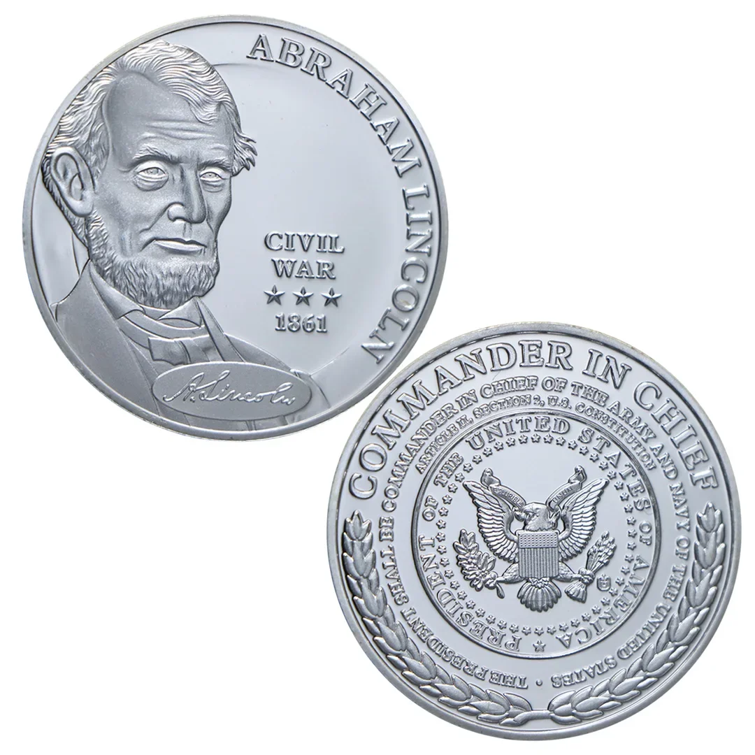 عملة لينكولن التذكارية المطلية بالفضة للرئيس الأمريكي أبراهام 1861 عملة قابلة للجمع