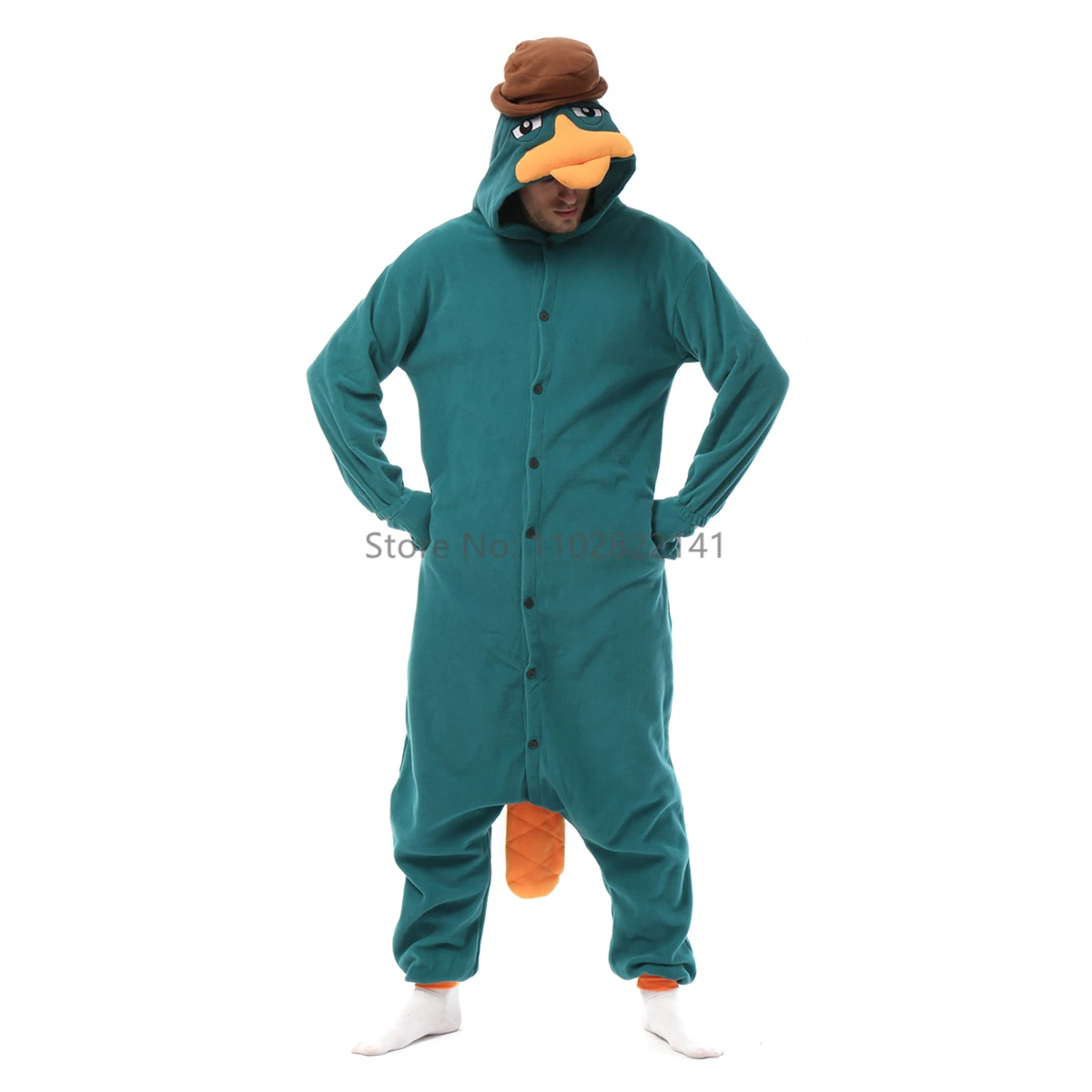 Favofans Adult Halloween Onesie Cartoon  Green Duck Pajamas For Women Men Animal Kigurumi Pyjamas Homewear Cosplay Party Costume image 3