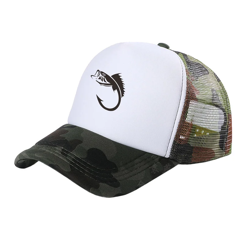 Fisherman Fish Hook Man Trucker Caps Men Cool Outdoor Style Fishing Hats Fashion Baseball Cap Summer Man Woman Mesh Caps MZ-237