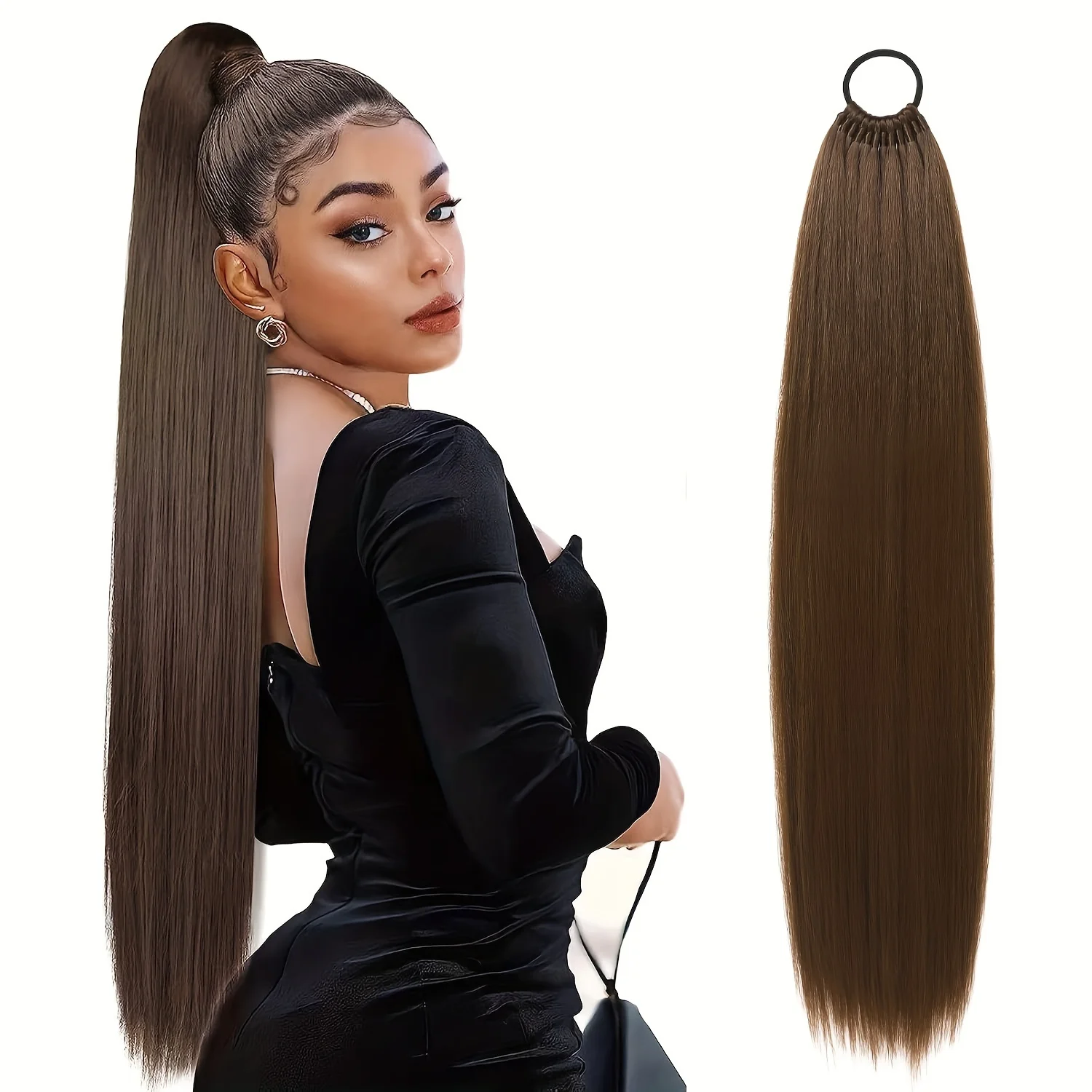 Straight Synthetic Ponytail Hair Extensions Natural Hair False Tail for Women Horse Overhead Tail False Pigtail