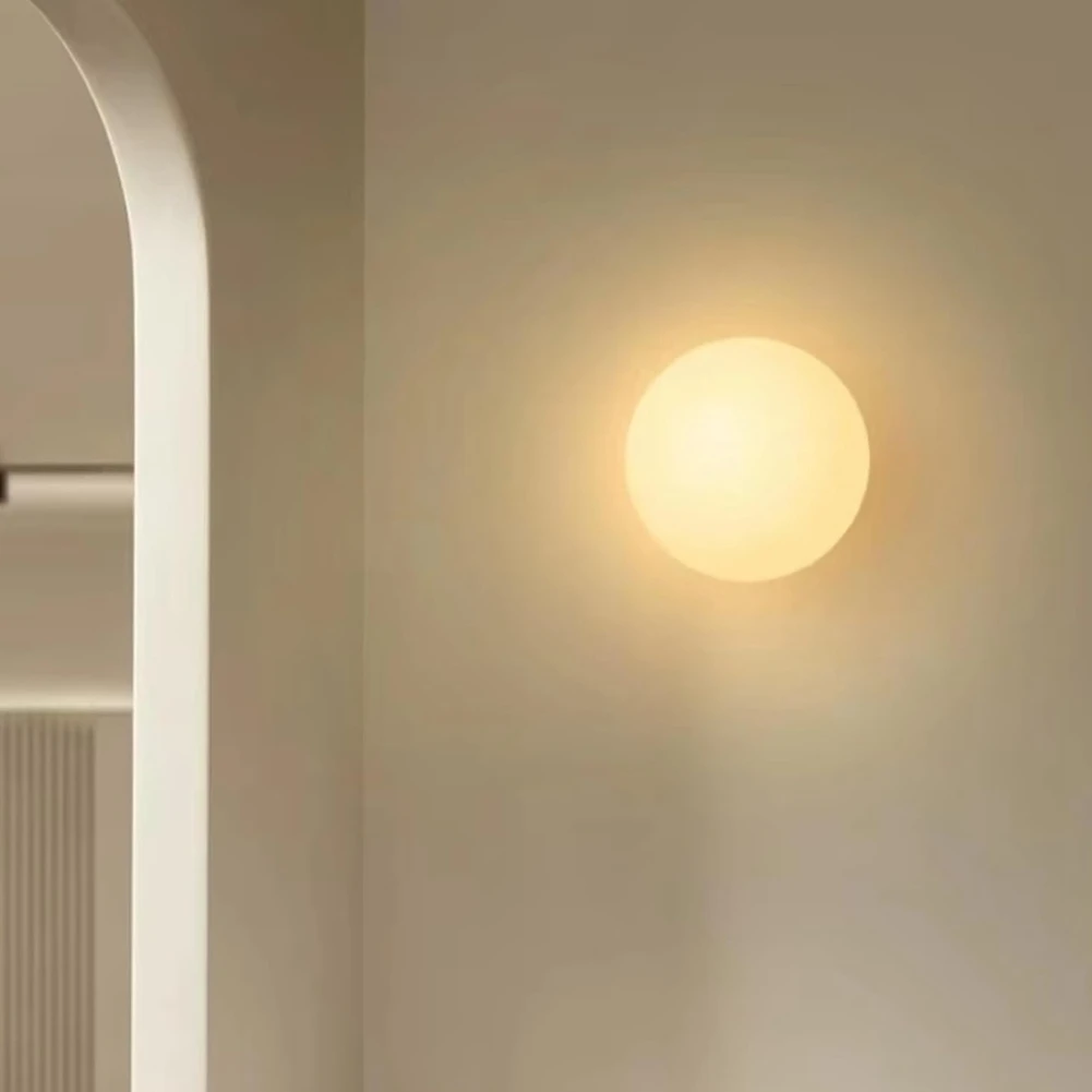 Compatible Modern Glass Wall Light Fixture Modern Glass Ball Wall Lamp - LED Bedroom Bedside & Living Room Wall Sconce D12cm